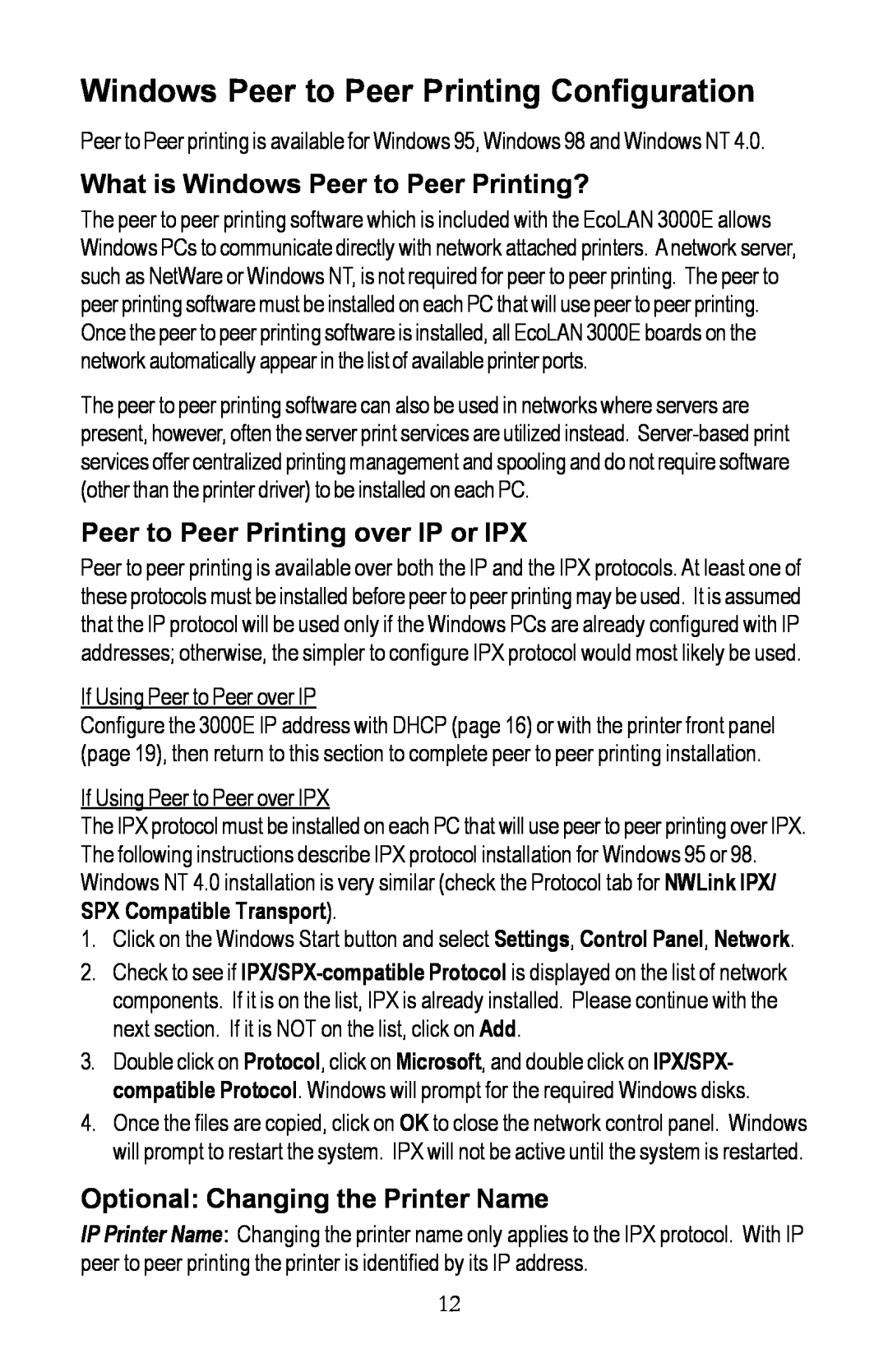 Kyocera EcoLAN 3000E manual Windows Peer to Peer Printing Configuration, What is Windows Peer to Peer Printing? 