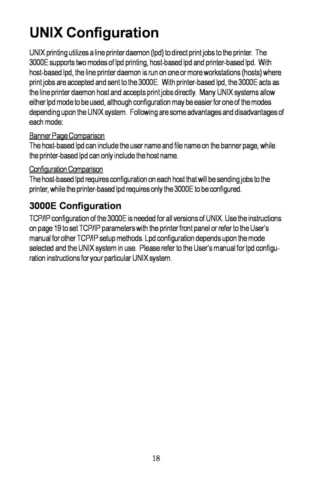 Kyocera EcoLAN 3000E manual UNIX Configuration, 3000E Configuration 
