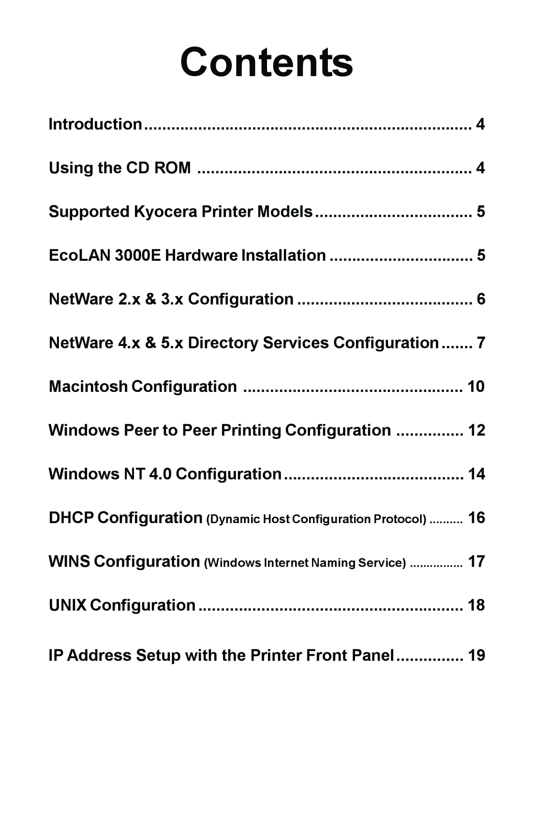 Kyocera EcoLAN 3000E manual Contents 