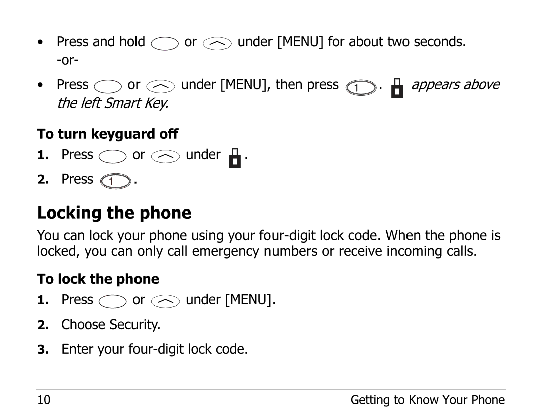 Kyocera EN manual Locking the phone 