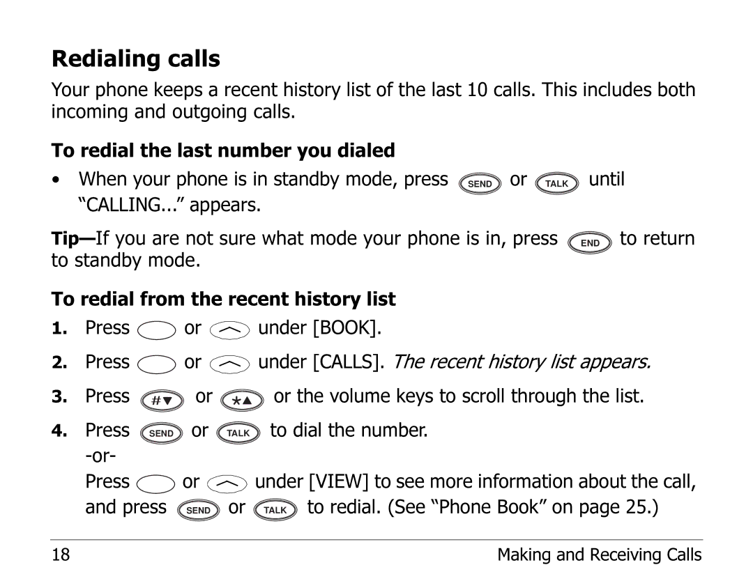 Kyocera EN manual Redialing calls 