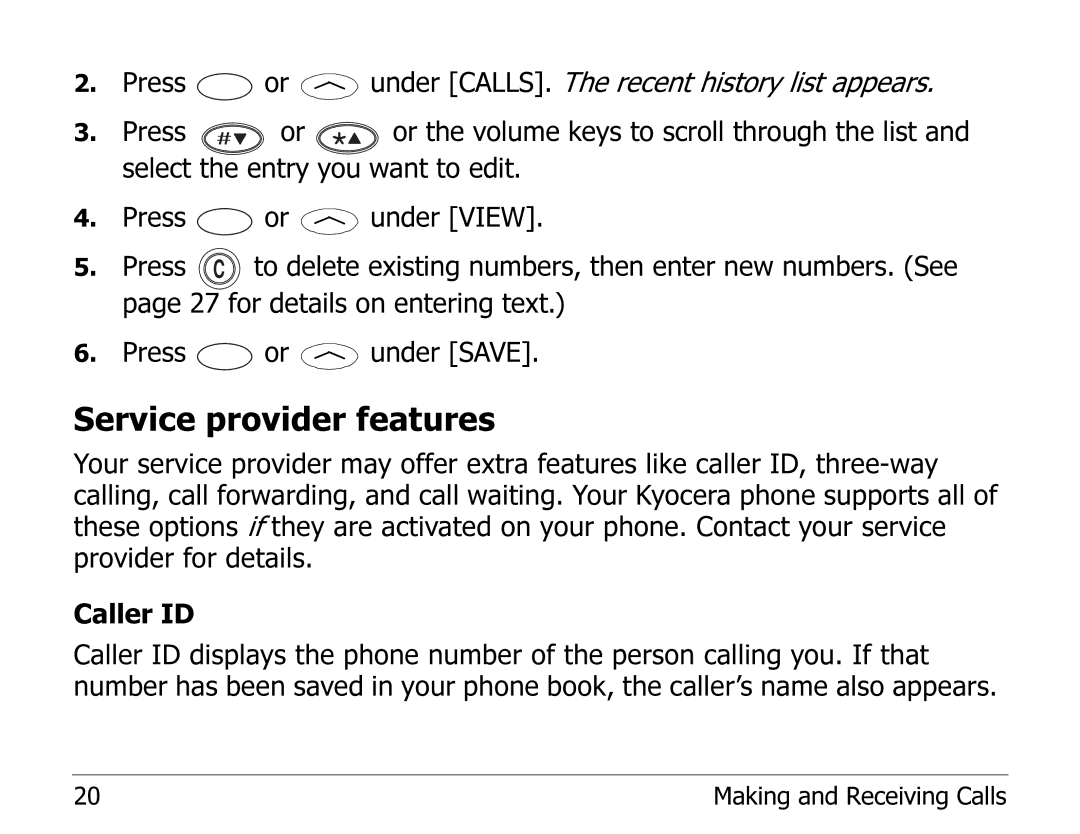 Kyocera EN manual Service provider features 