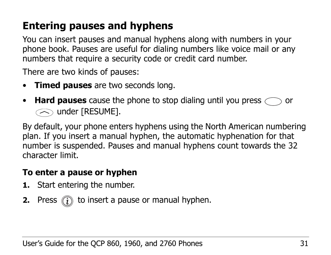 Kyocera EN manual Entering pauses and hyphens 