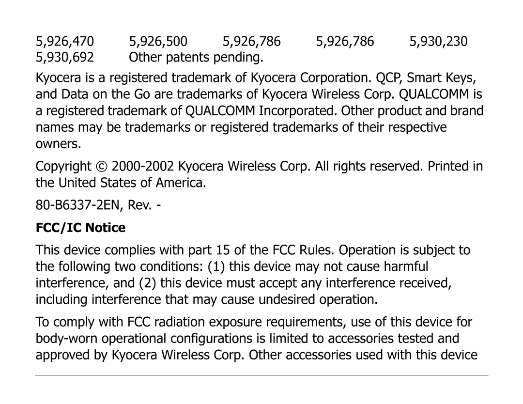 Kyocera EN manual FCC/IC Notice 