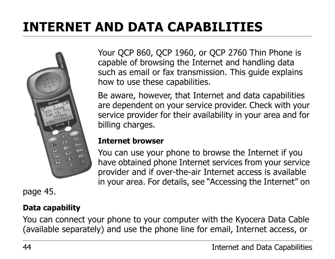 Kyocera EN manual Internet and Data Capabilities 