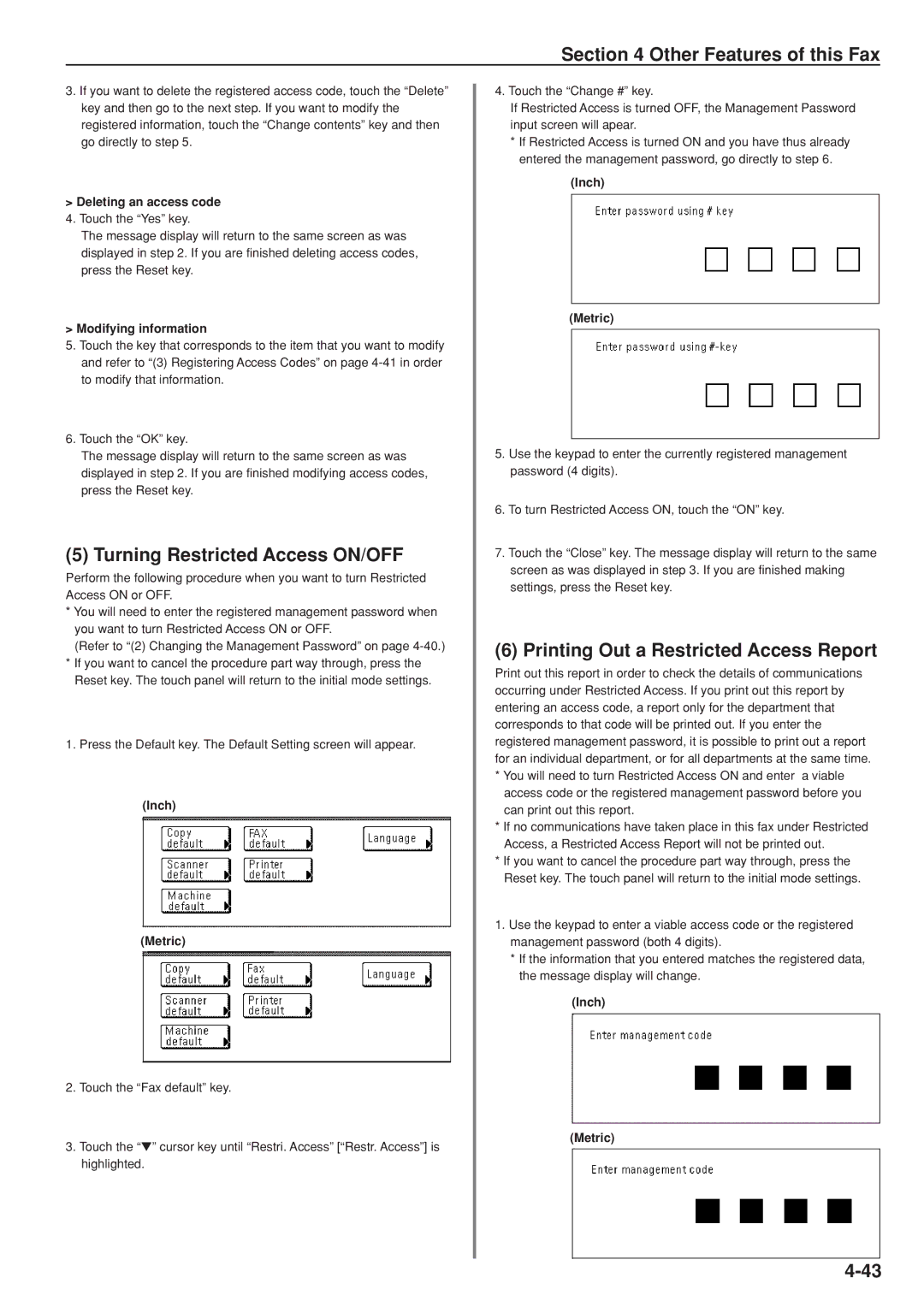 Kyocera FAX SYSTEM manual Turning Restricted Access ON/OFF, Printing Out a Restricted Access Report 