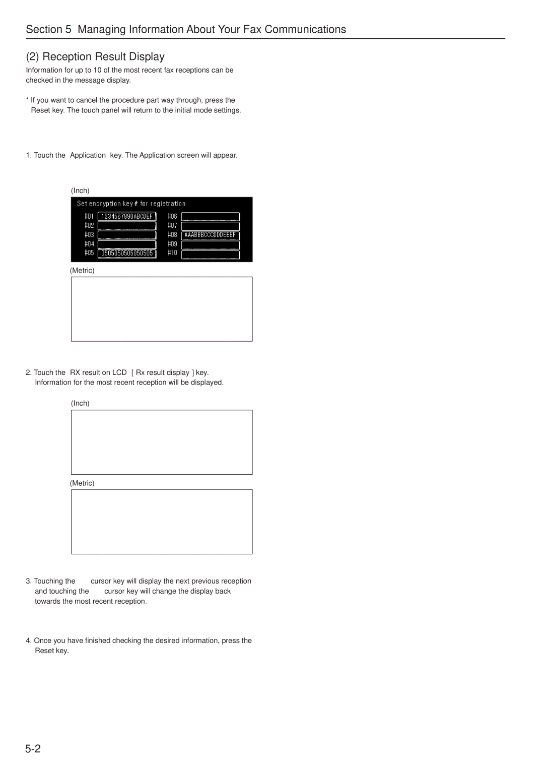 Kyocera FAX SYSTEM manual Inch Metric 