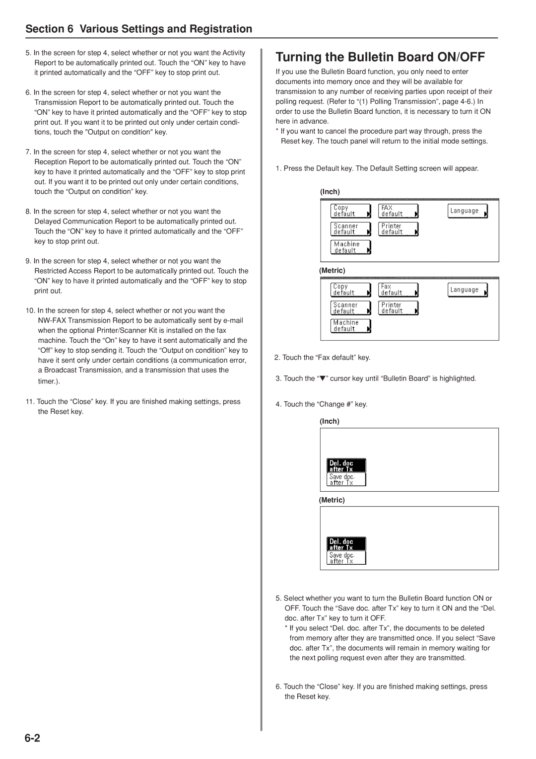 Kyocera FAX SYSTEM manual Turning the Bulletin Board ON/OFF 