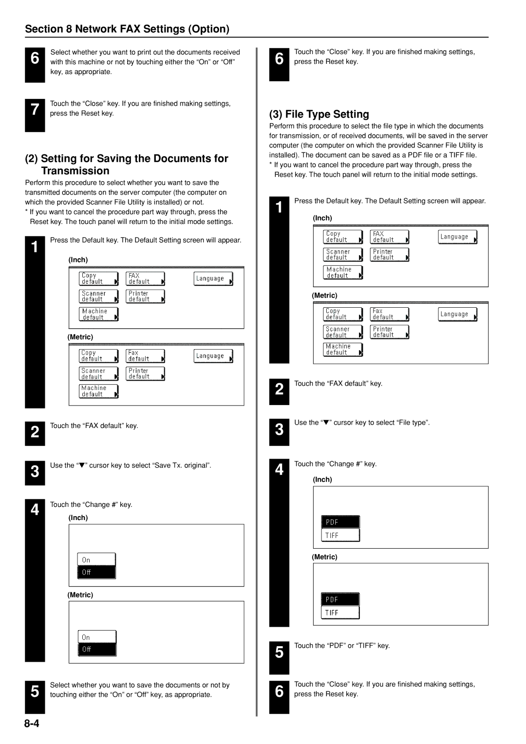 Kyocera FAX SYSTEM manual Setting for Saving the Documents for Transmission, File Type Setting 