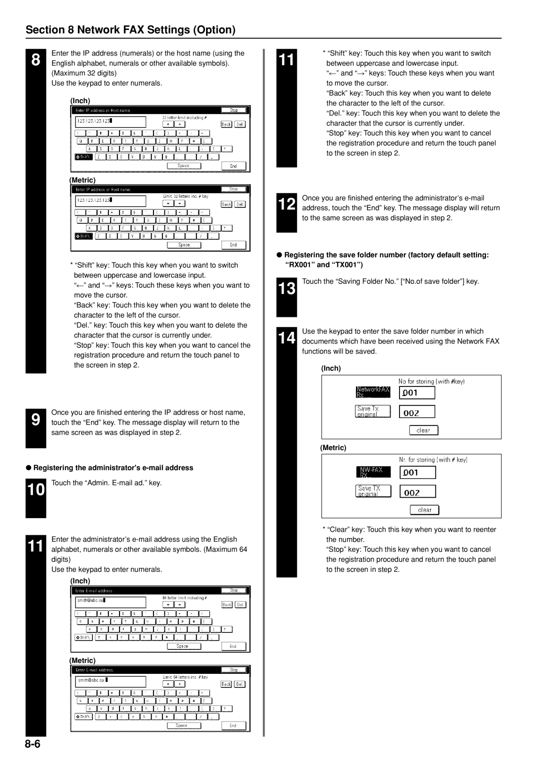 Kyocera FAX SYSTEM manual Registering the administrators e-mail address 