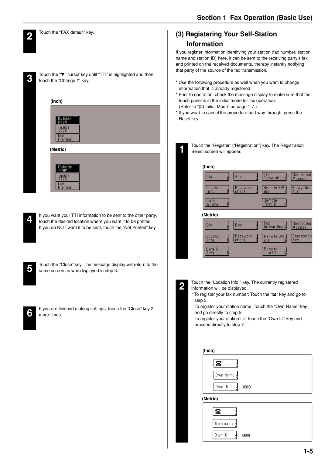 Kyocera FAX SYSTEM manual Registering Your Self-Station Information 