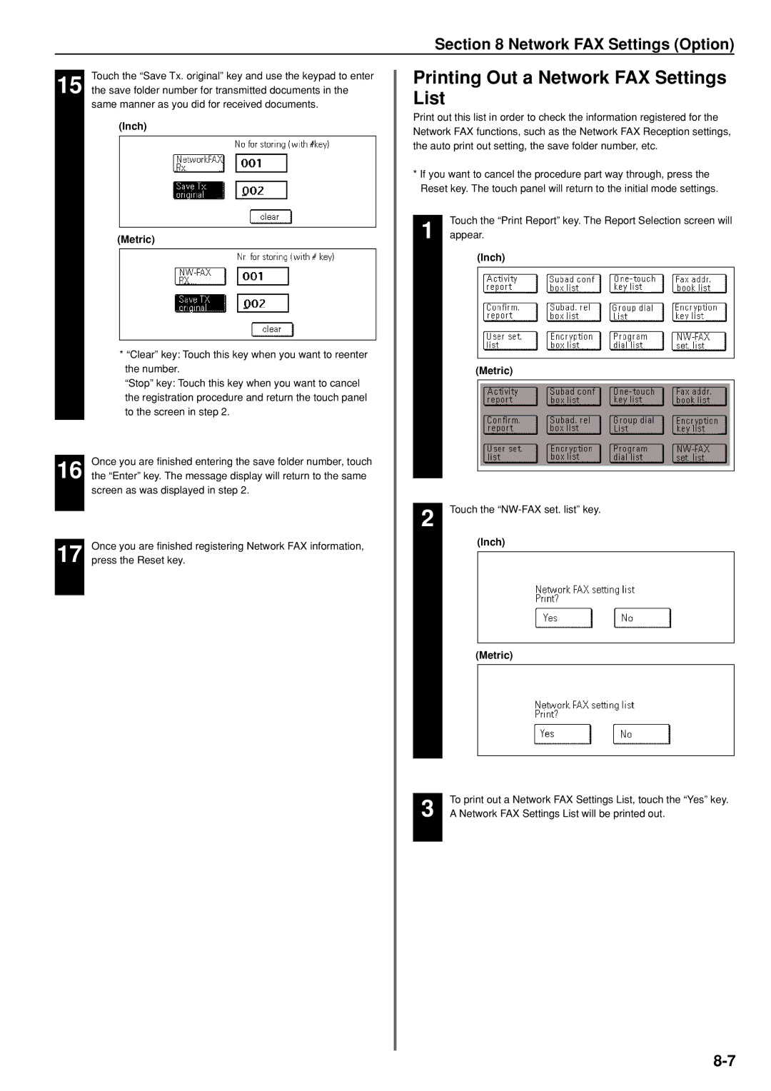 Kyocera FAX SYSTEM manual Printing Out a Network FAX Settings List 