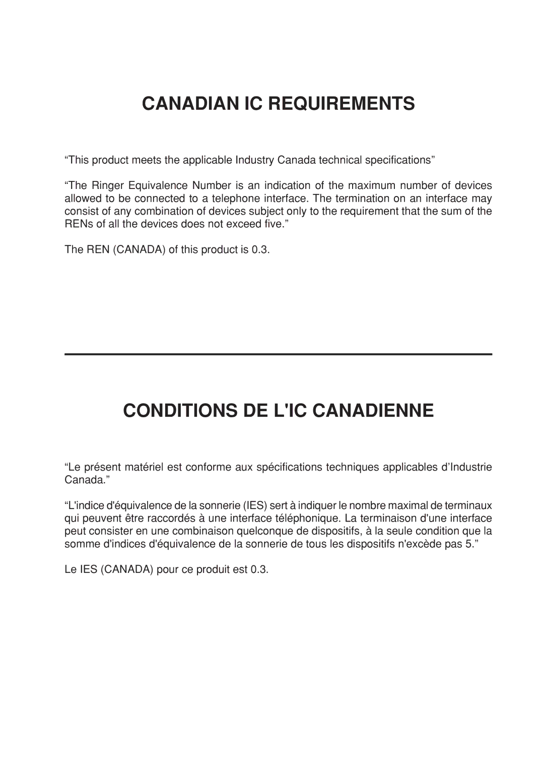 Kyocera FAX SYSTEM manual Canadian IC Requirements 