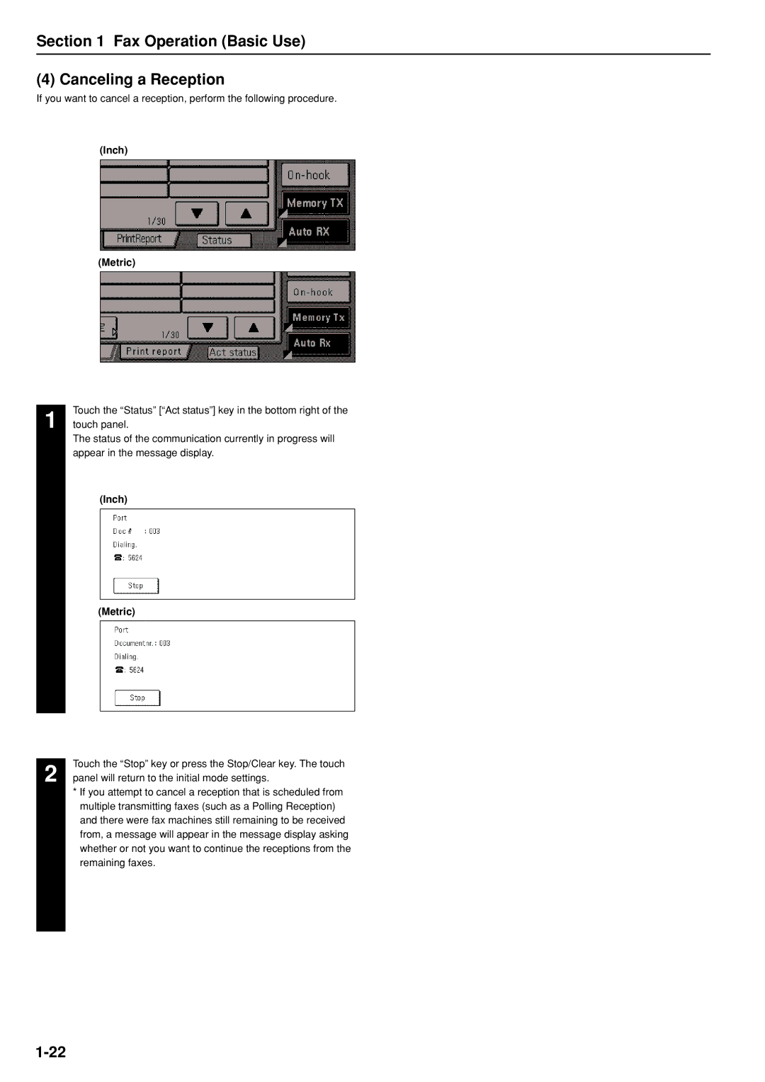 Kyocera FAX SYSTEM manual Fax Operation Basic Use Canceling a Reception 