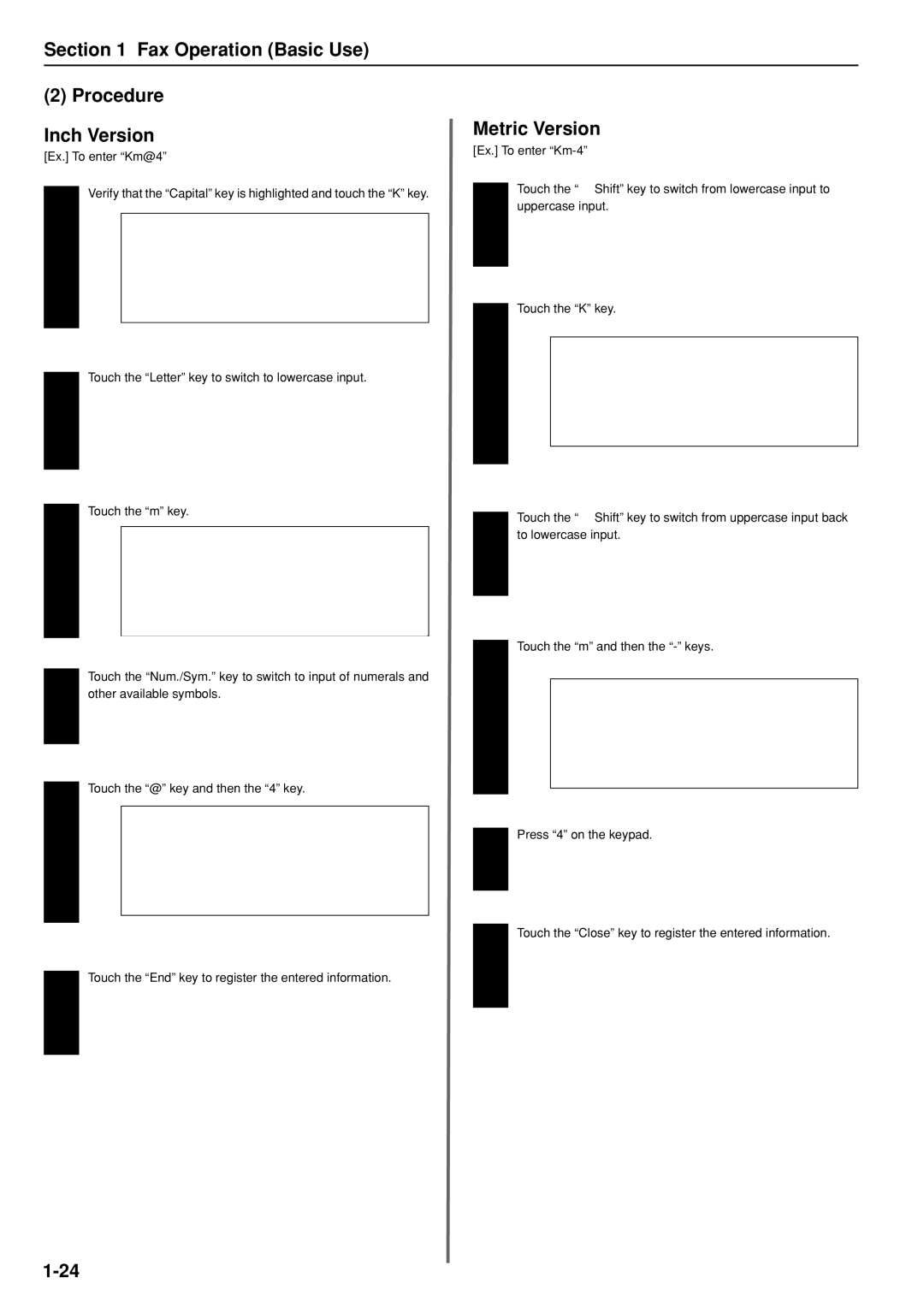 Kyocera FAX SYSTEM manual Fax Operation Basic Use Procedure Inch Version, Metric Version 