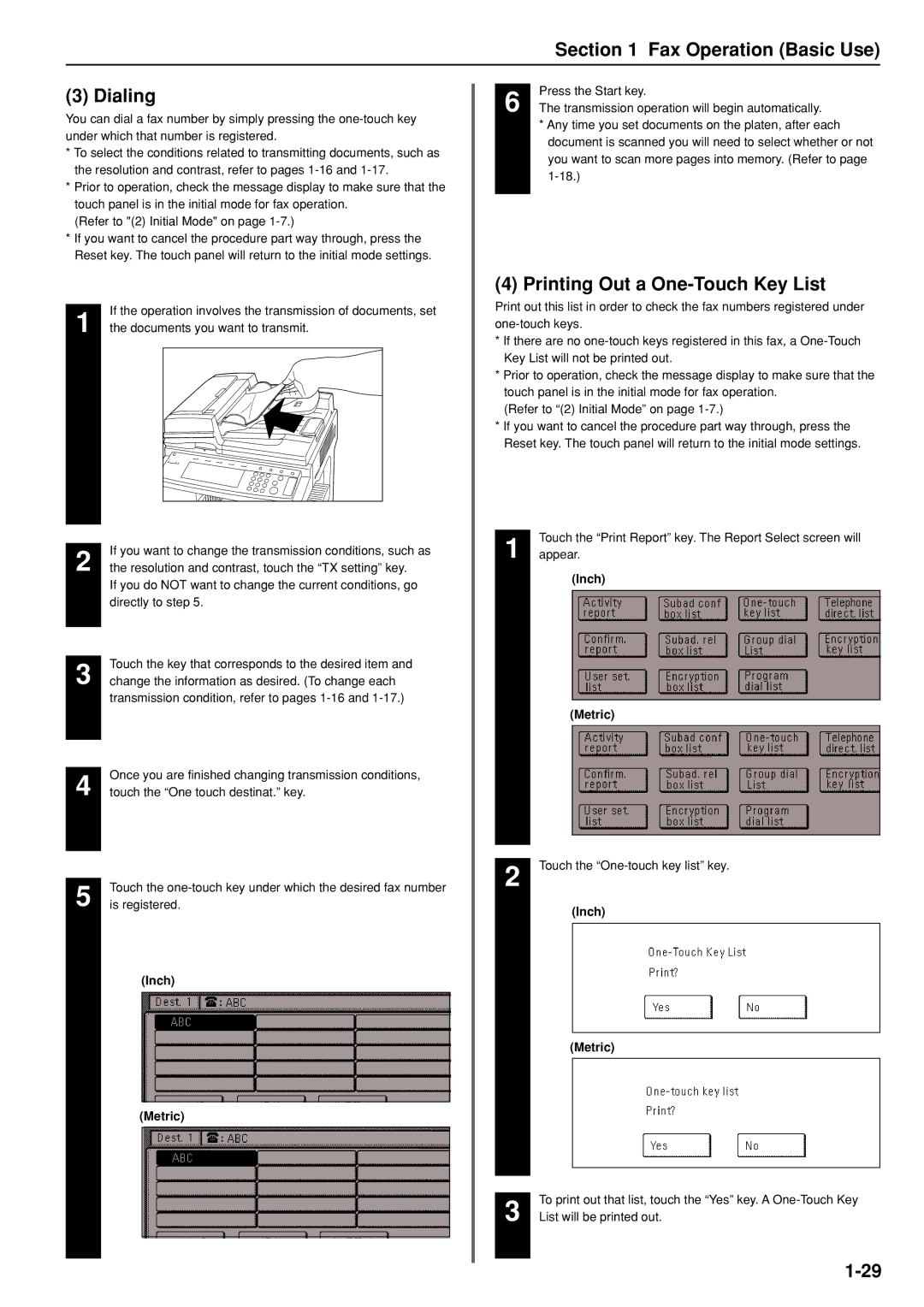 Kyocera FAX SYSTEM manual Fax Operation Basic Use Dialing, Printing Out a One-Touch Key List 