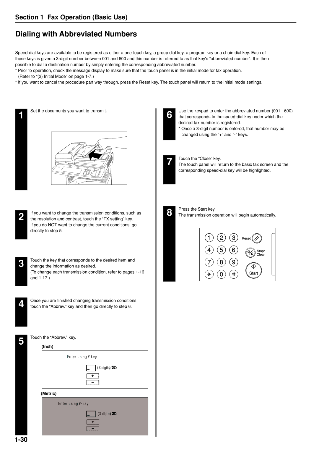 Kyocera FAX SYSTEM manual Dialing with Abbreviated Numbers, Fax Operation Basic Use 