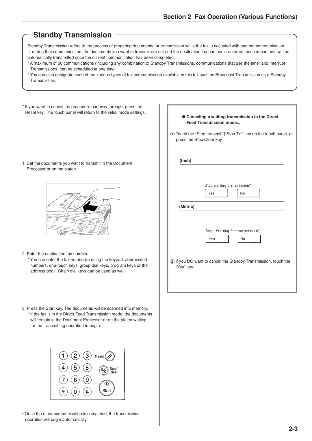 Kyocera FAX SYSTEM manual Standby Transmission 