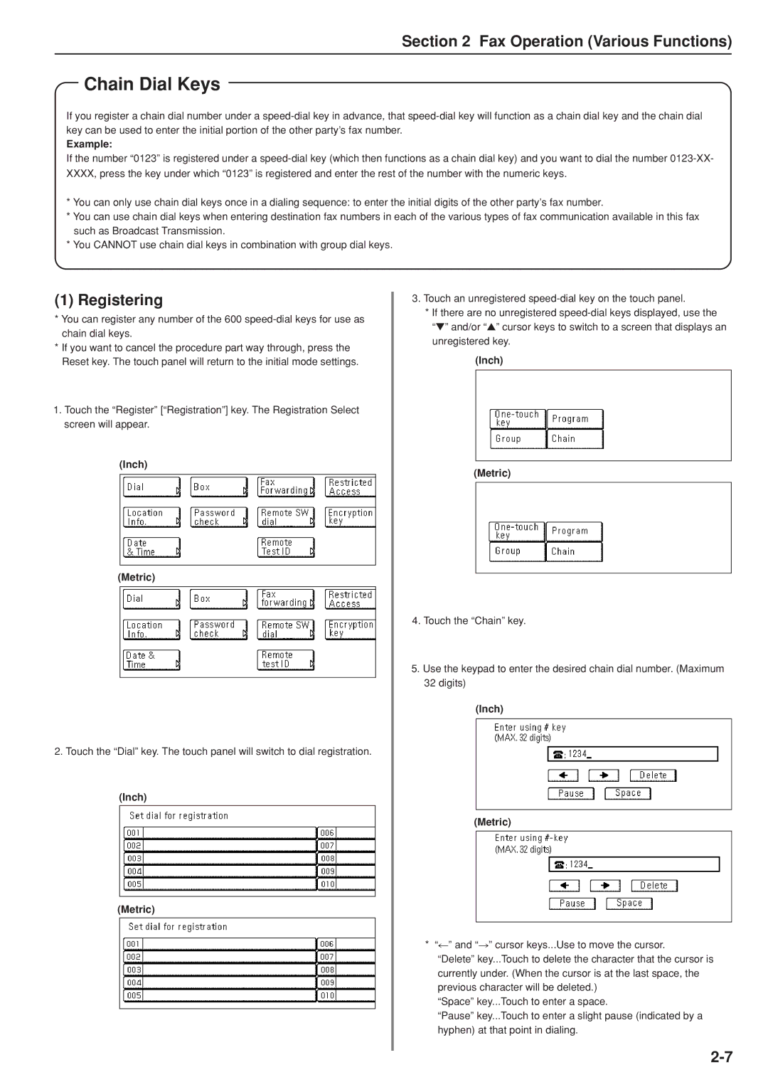 Kyocera FAX SYSTEM manual Chain Dial Keys, Example 