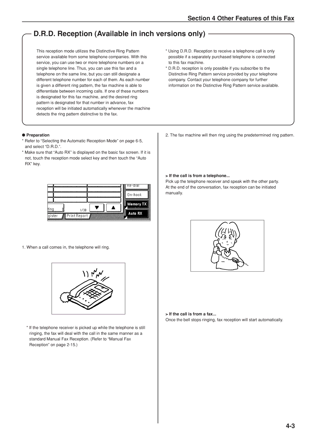 Kyocera FAX SYSTEM manual D. Reception Available in inch versions only 