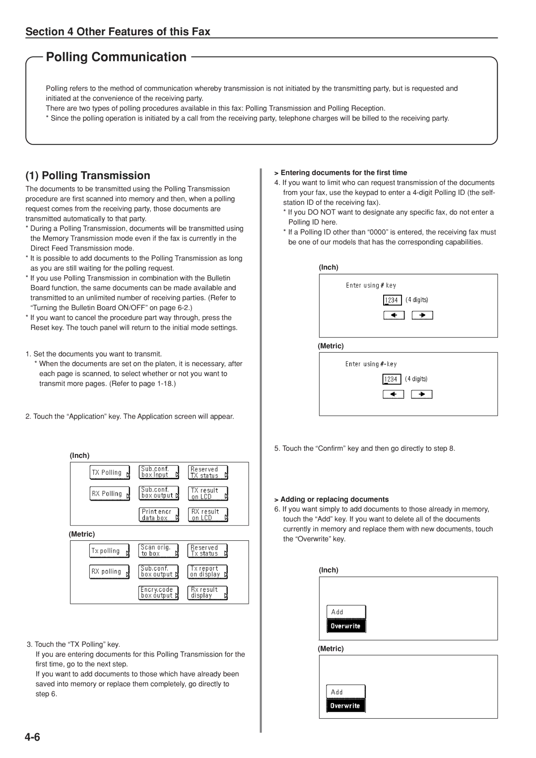 Kyocera FAX SYSTEM manual Polling Communication, Polling Transmission, Entering documents for the first time 