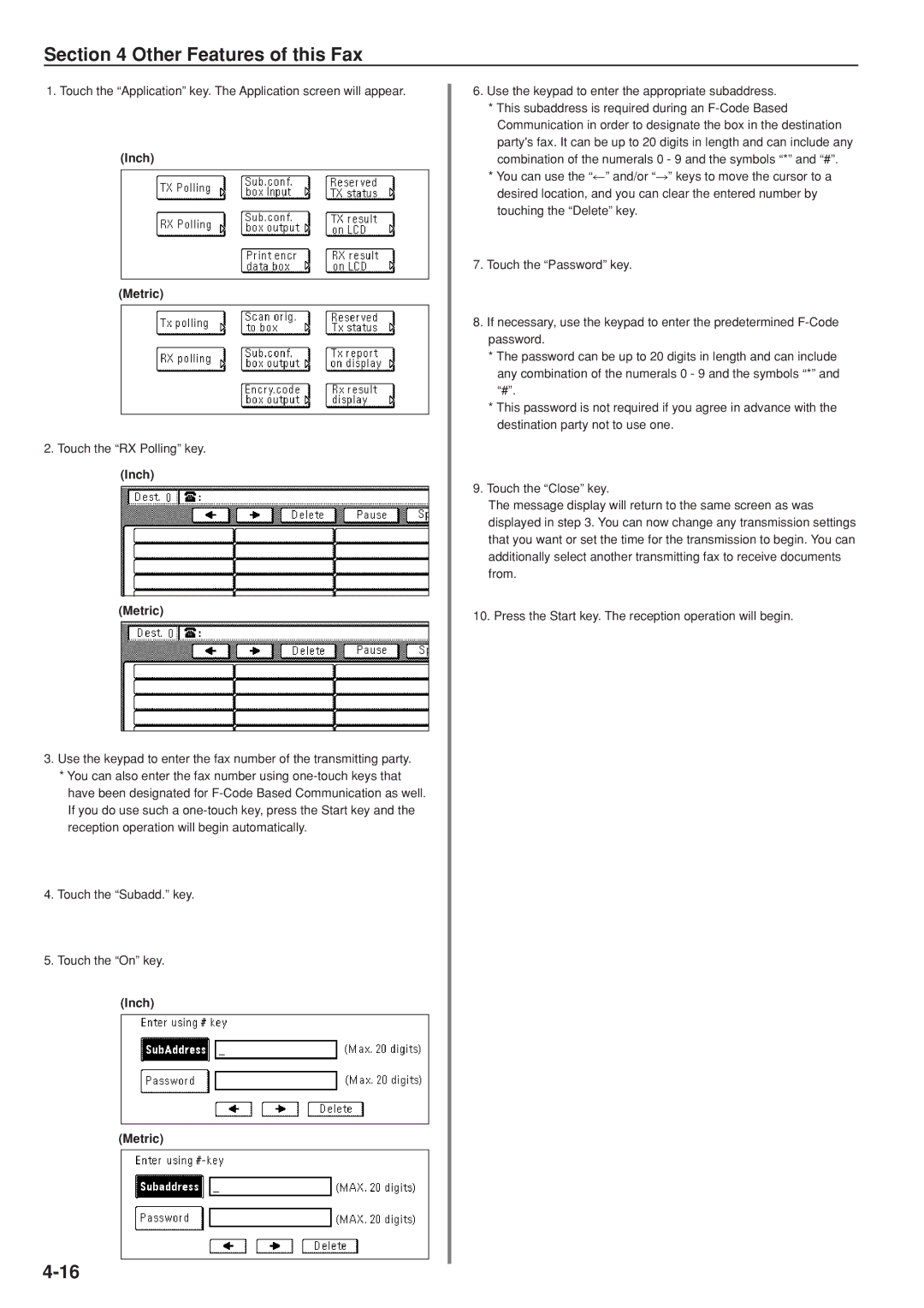 Kyocera FAX SYSTEM manual Touch the RX Polling key 