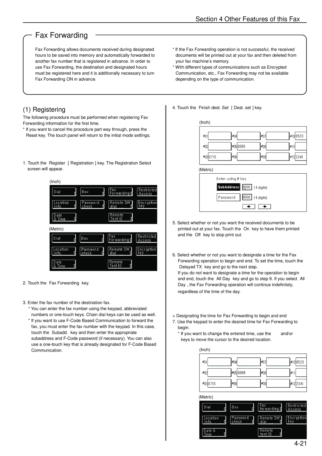 Kyocera FAX SYSTEM manual Fax Forwarding, Registering 