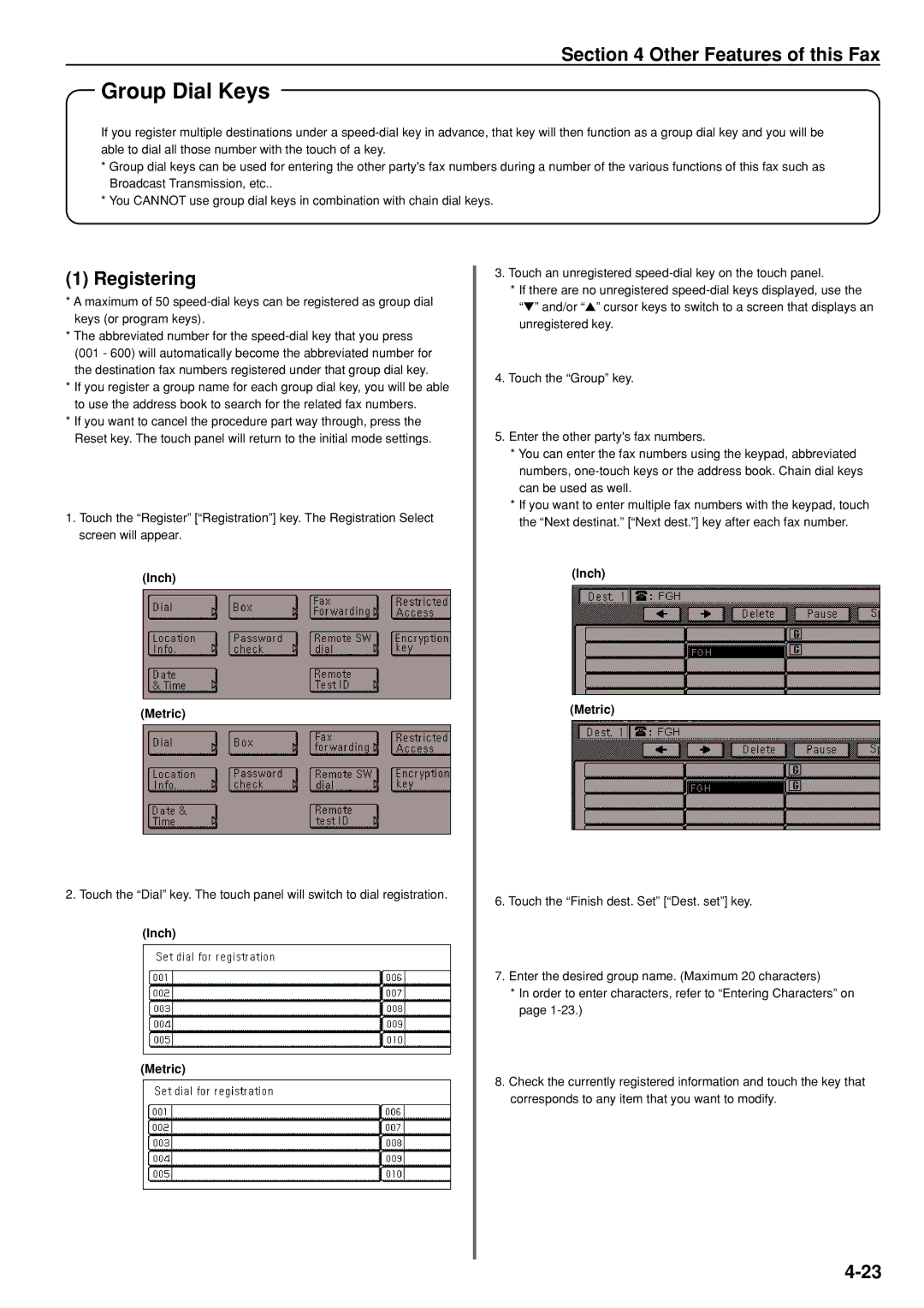 Kyocera FAX SYSTEM manual Group Dial Keys 