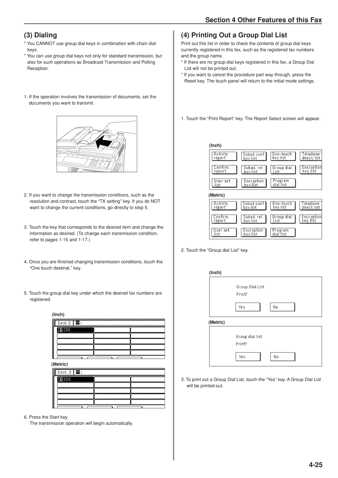 Kyocera FAX SYSTEM manual Other Features of this Fax Dialing, Printing Out a Group Dial List 