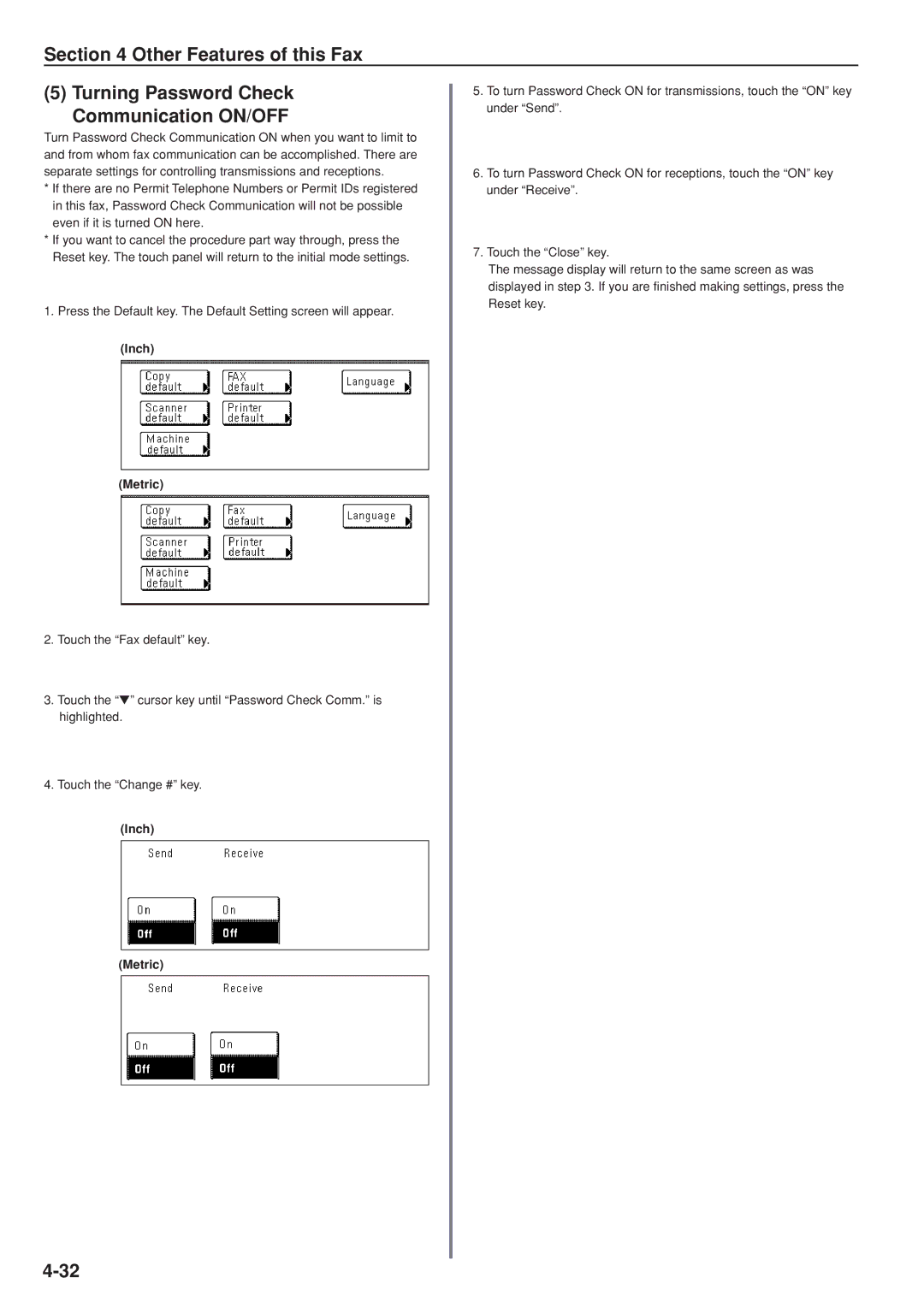 Kyocera FAX SYSTEM manual Inch Metric 