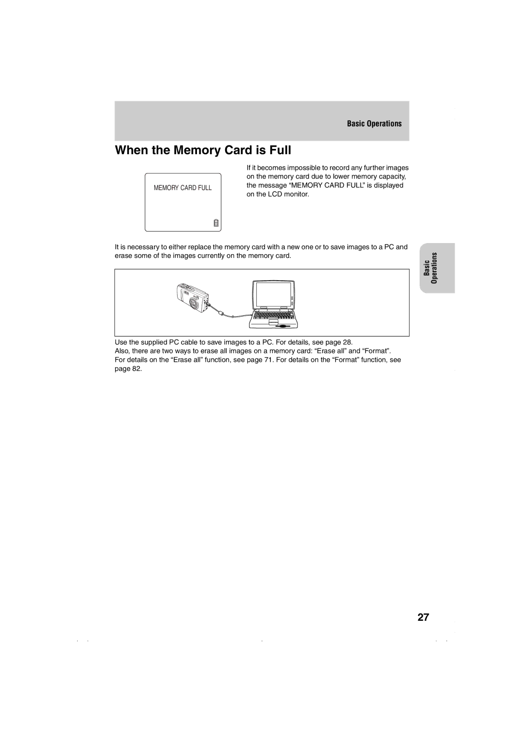 Kyocera Finecam L4, Finecam L3 instruction manual When the Memory Card is Full 