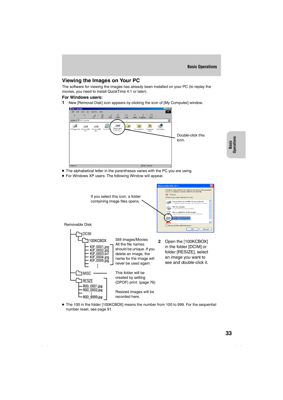 Kyocera Finecam L3, Finecam L4 instruction manual Viewing the Images on Your PC, For Windows users 