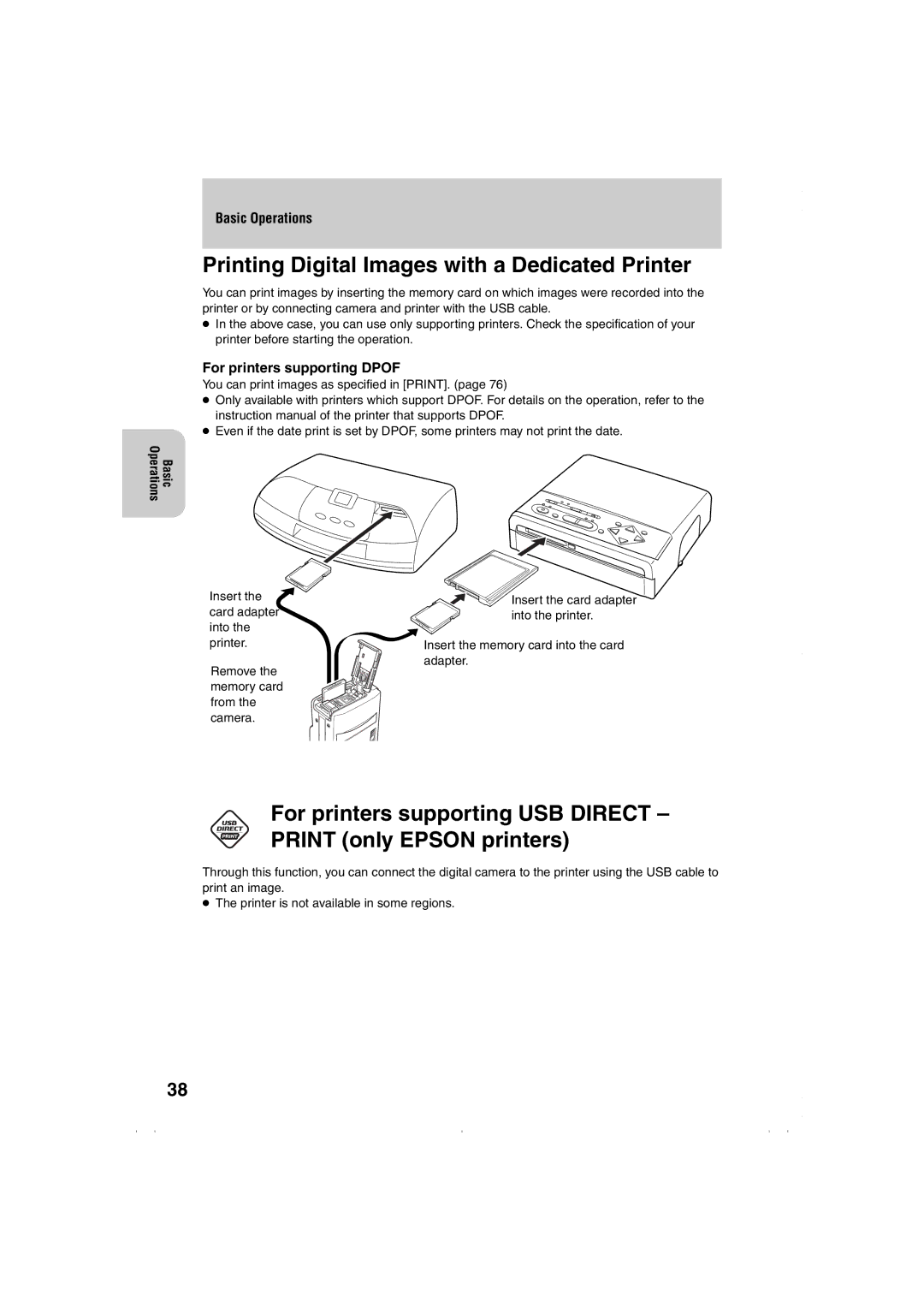 Kyocera Finecam L3, Finecam L4 Printing Digital Images with a Dedicated Printer, For printers supporting Dpof 