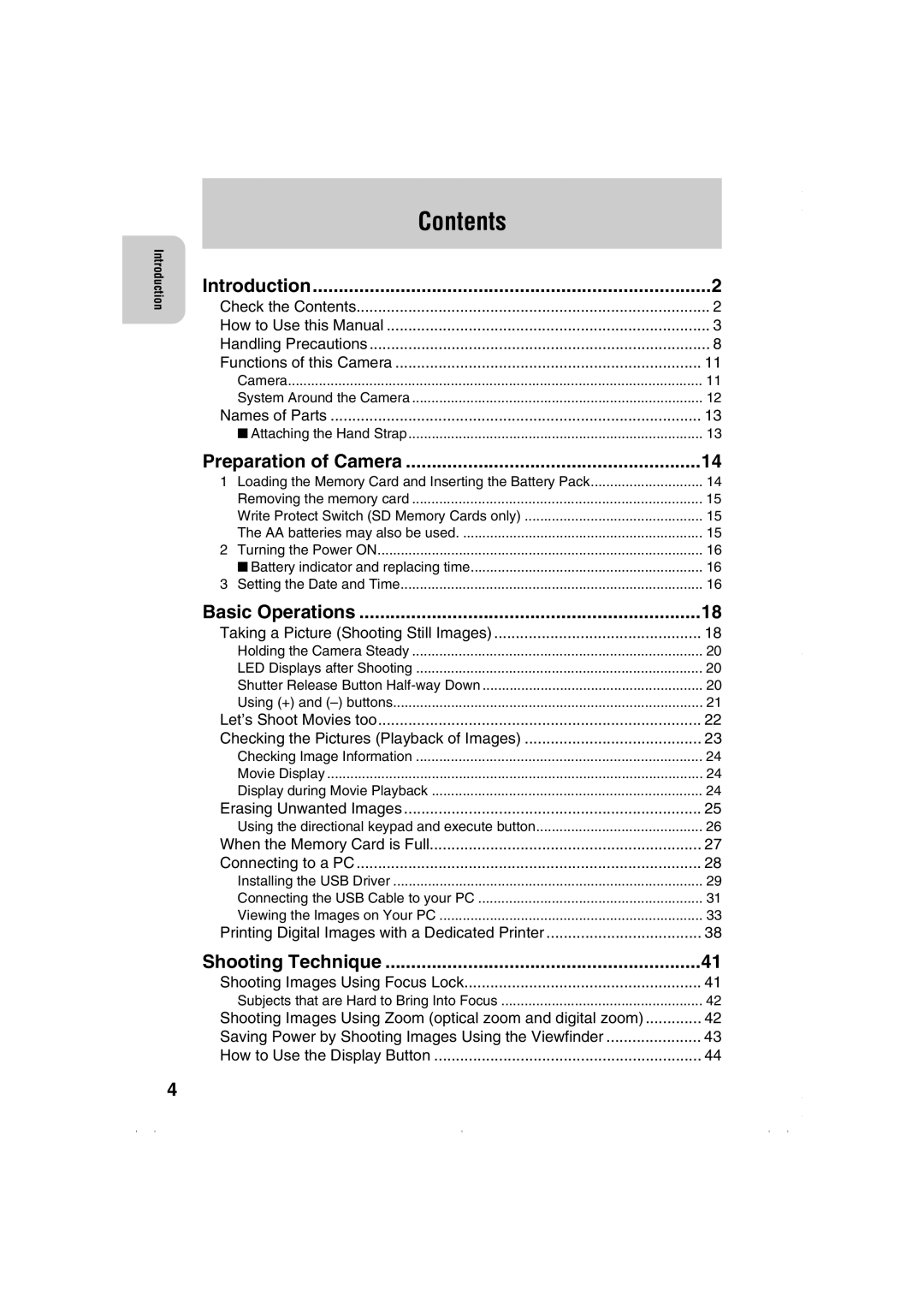 Kyocera Finecam L3, Finecam L4 instruction manual Contents 