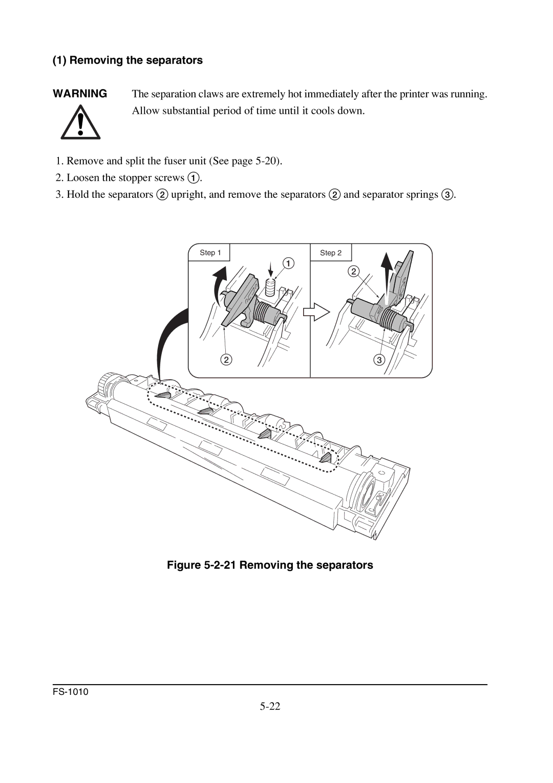 Kyocera FS-1010 service manual Removing the separators 