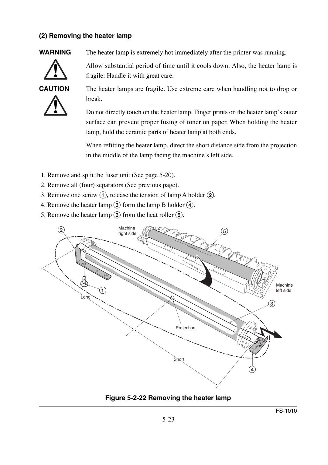 Kyocera FS-1010 service manual Removing the heater lamp 