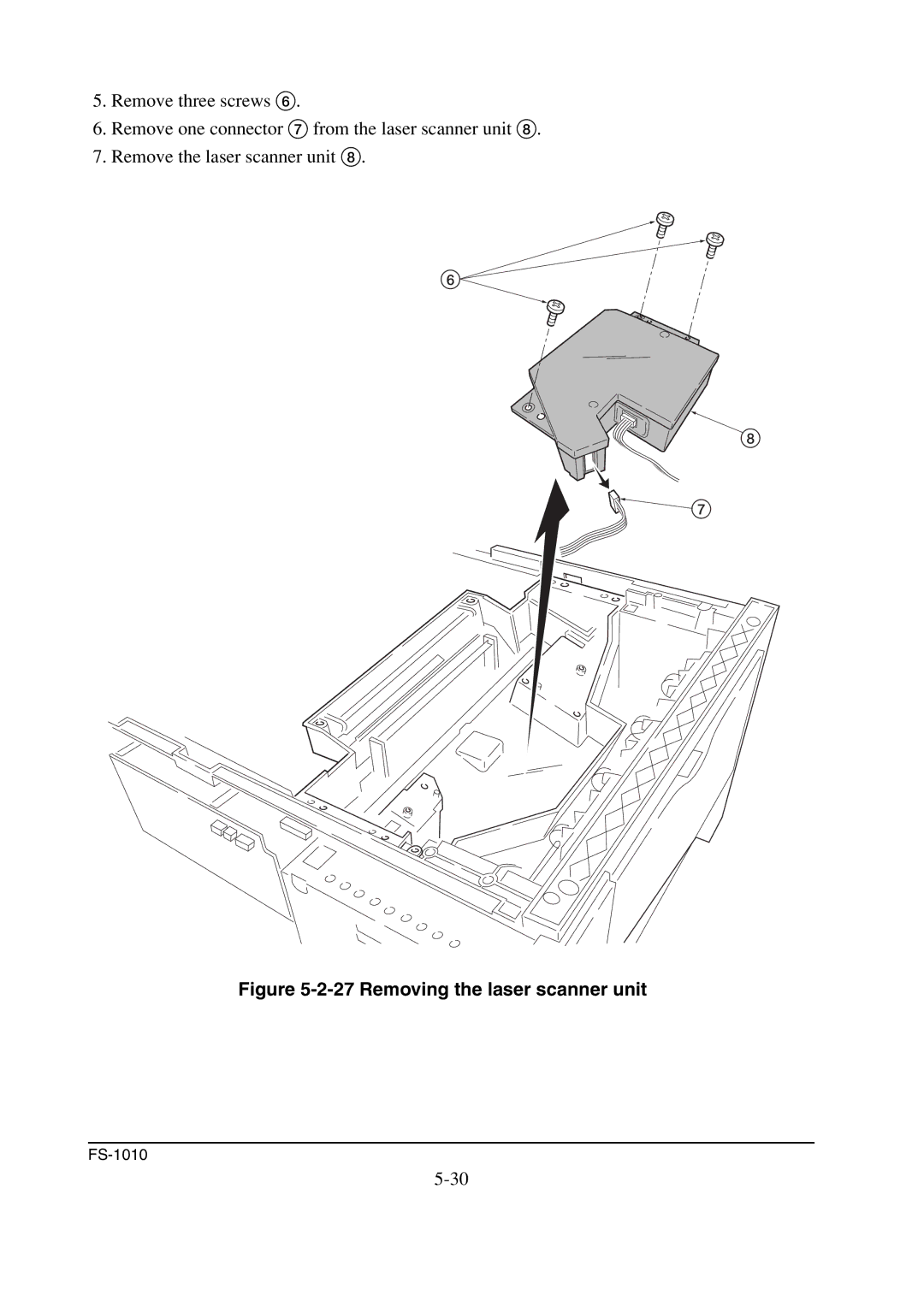 Kyocera FS-1010 service manual Removing the laser scanner unit 