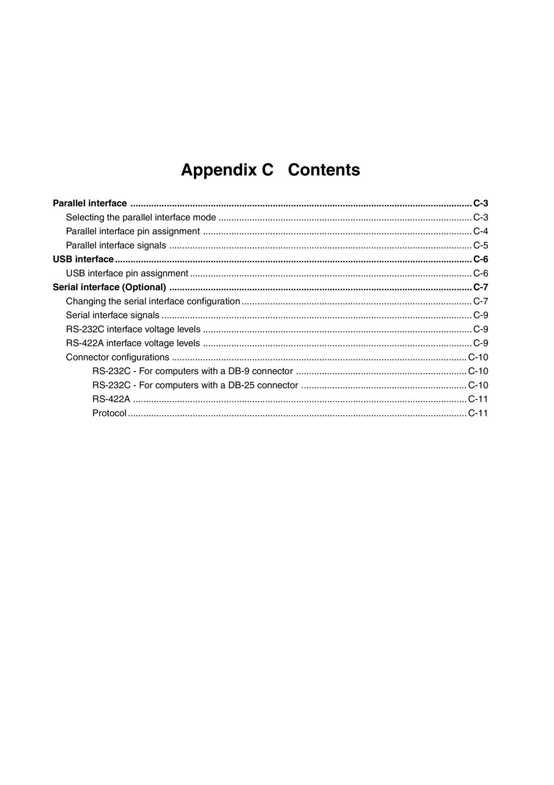 Kyocera FS-1010 service manual Appendix C Contents 