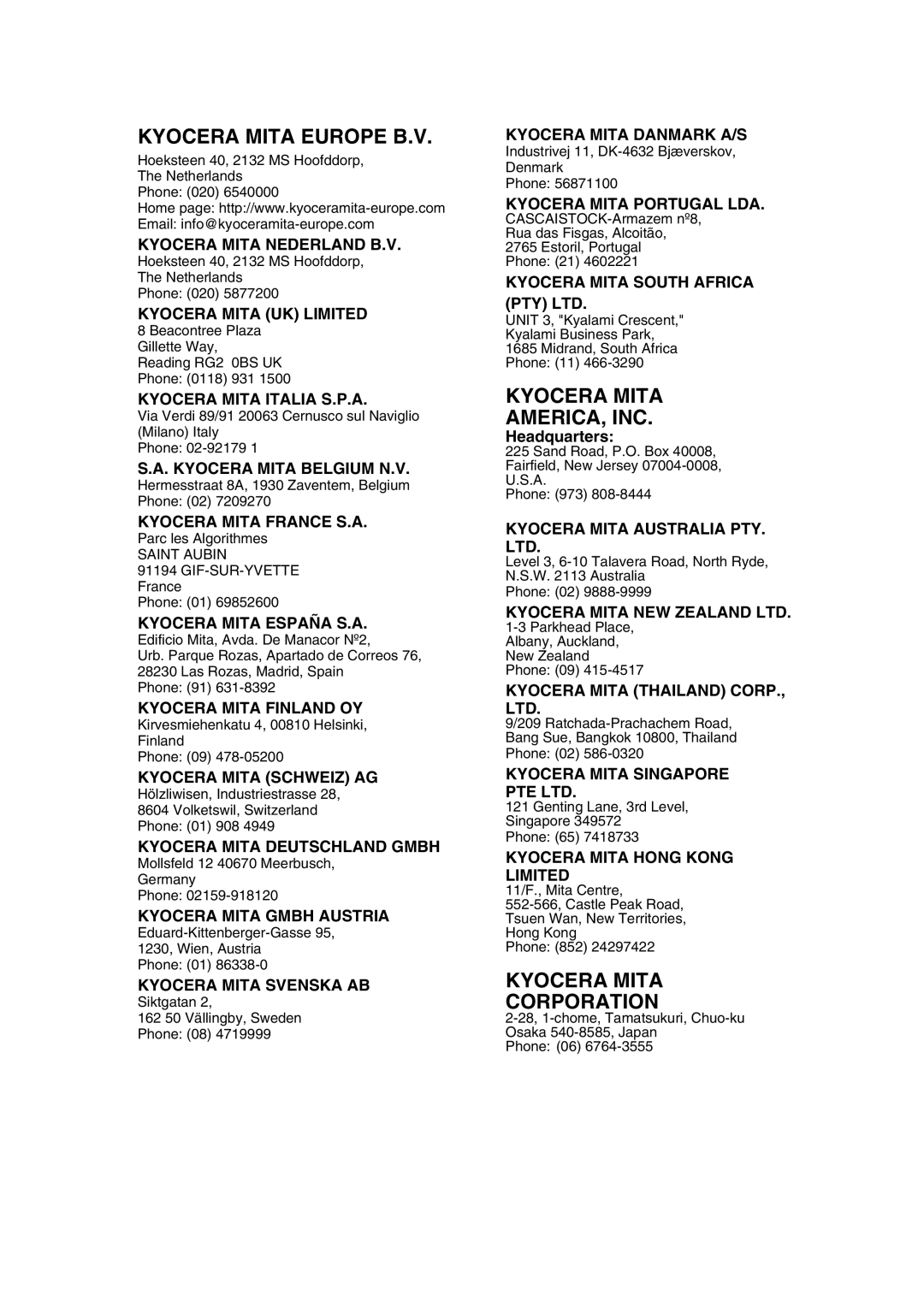 Kyocera FS-1010 service manual Kyocera Mita Corporation 