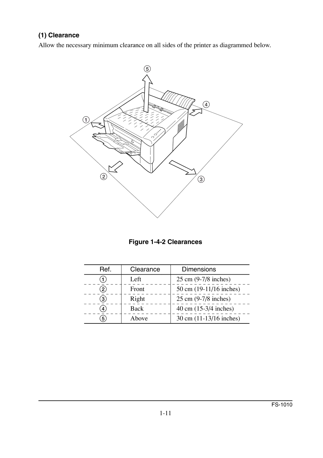 Kyocera FS-1010 service manual Clearances 