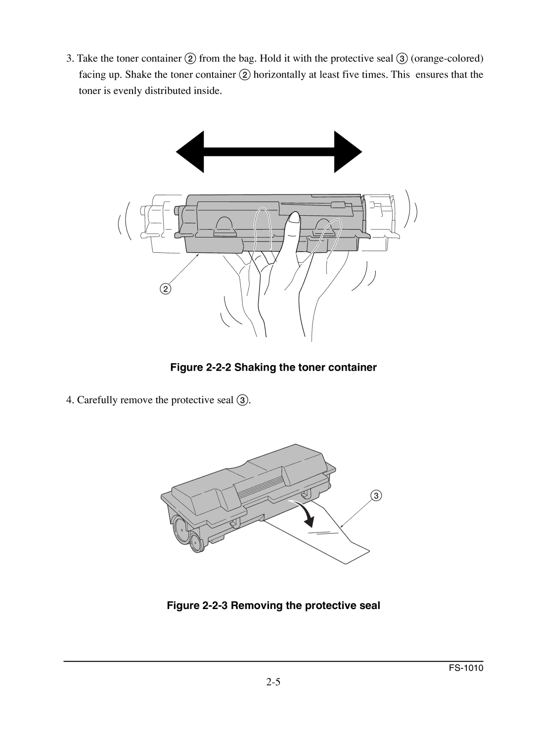 Kyocera FS-1010 service manual Shaking the toner container 