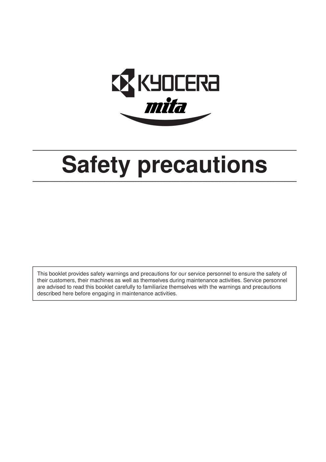 Kyocera FS-1010 service manual Safety precautions 