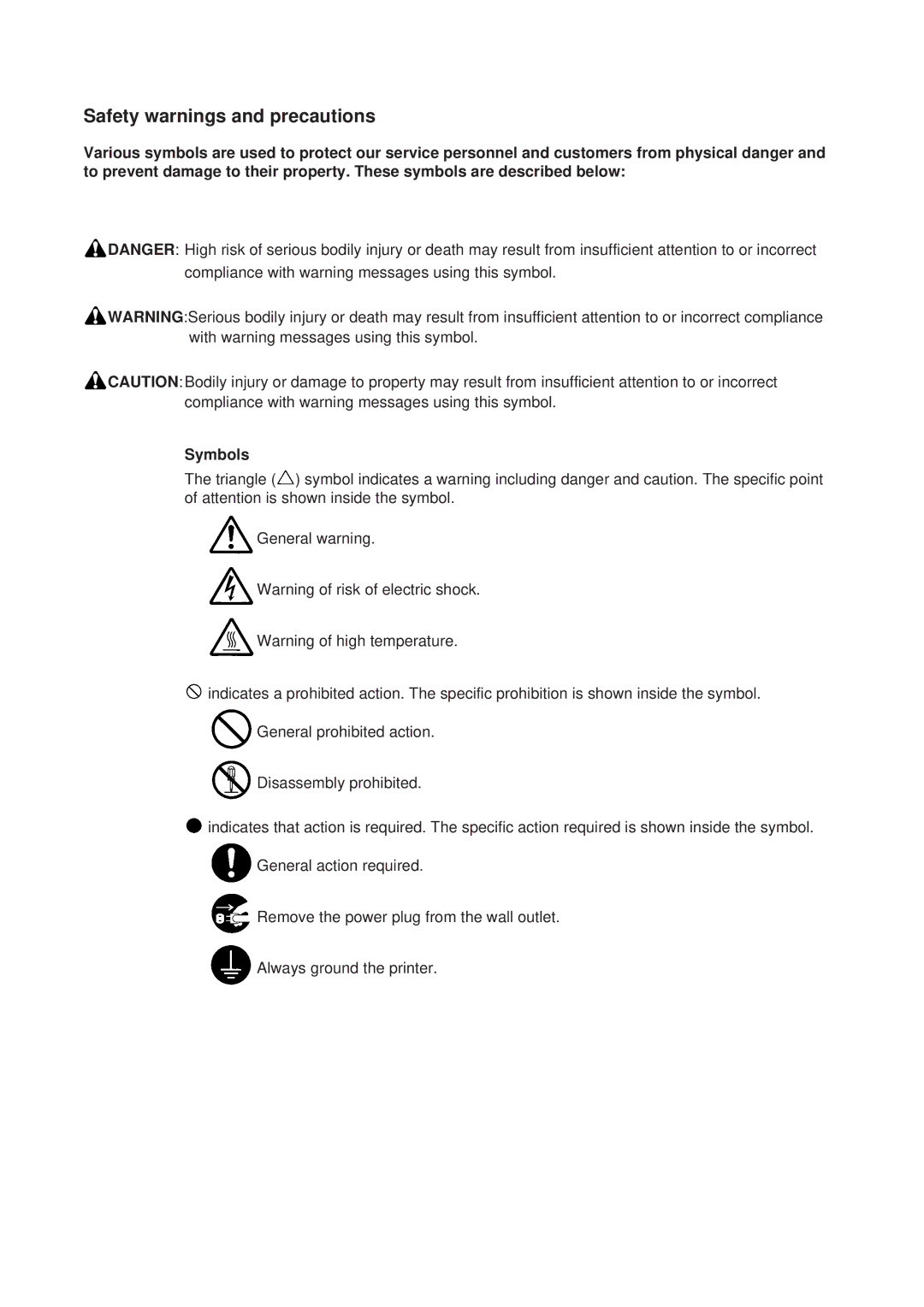 Kyocera FS-1010 service manual Safety warnings and precautions 