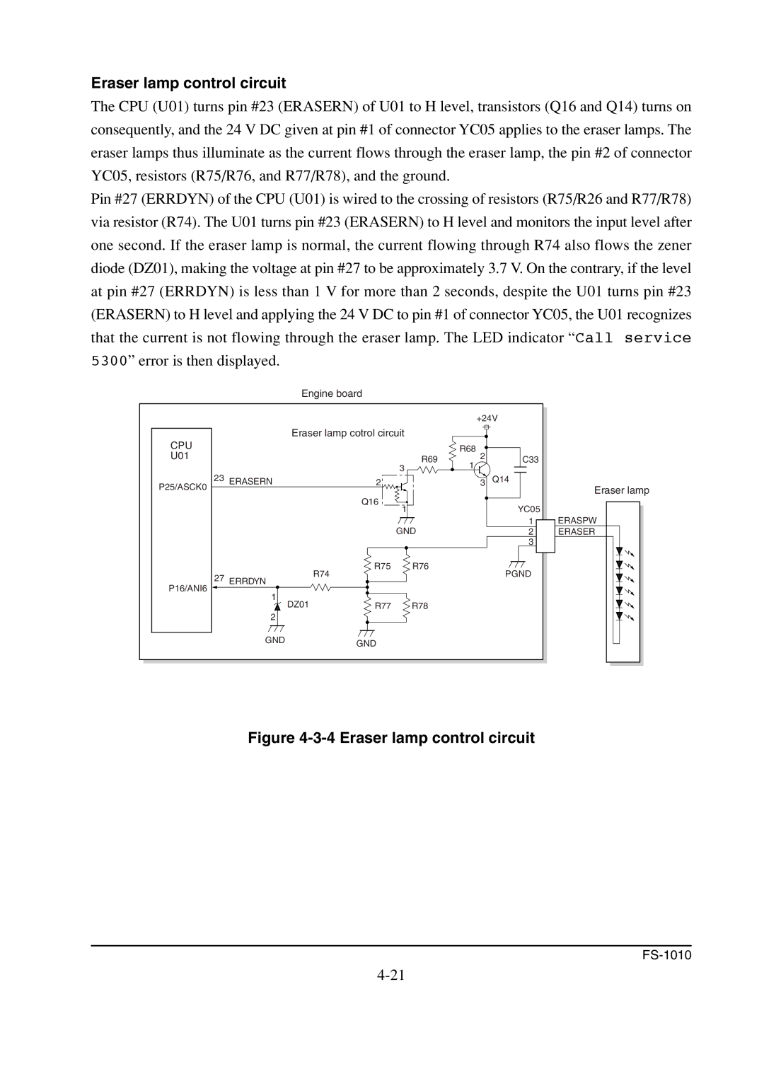 Kyocera FS-1010 service manual Eraser lamp control circuit 