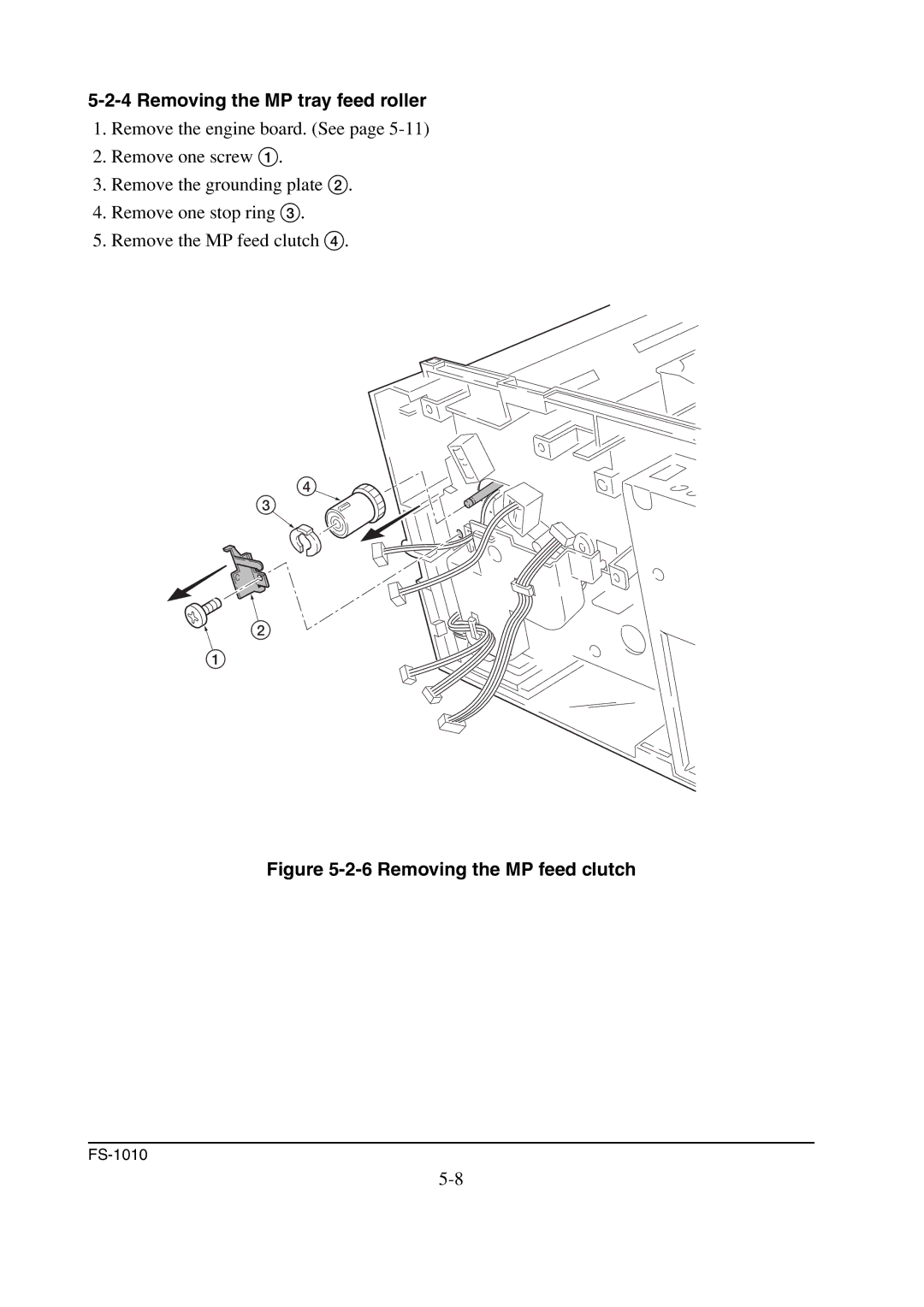 Kyocera FS-1010 service manual Removing the MP tray feed roller, Removing the MP feed clutch 