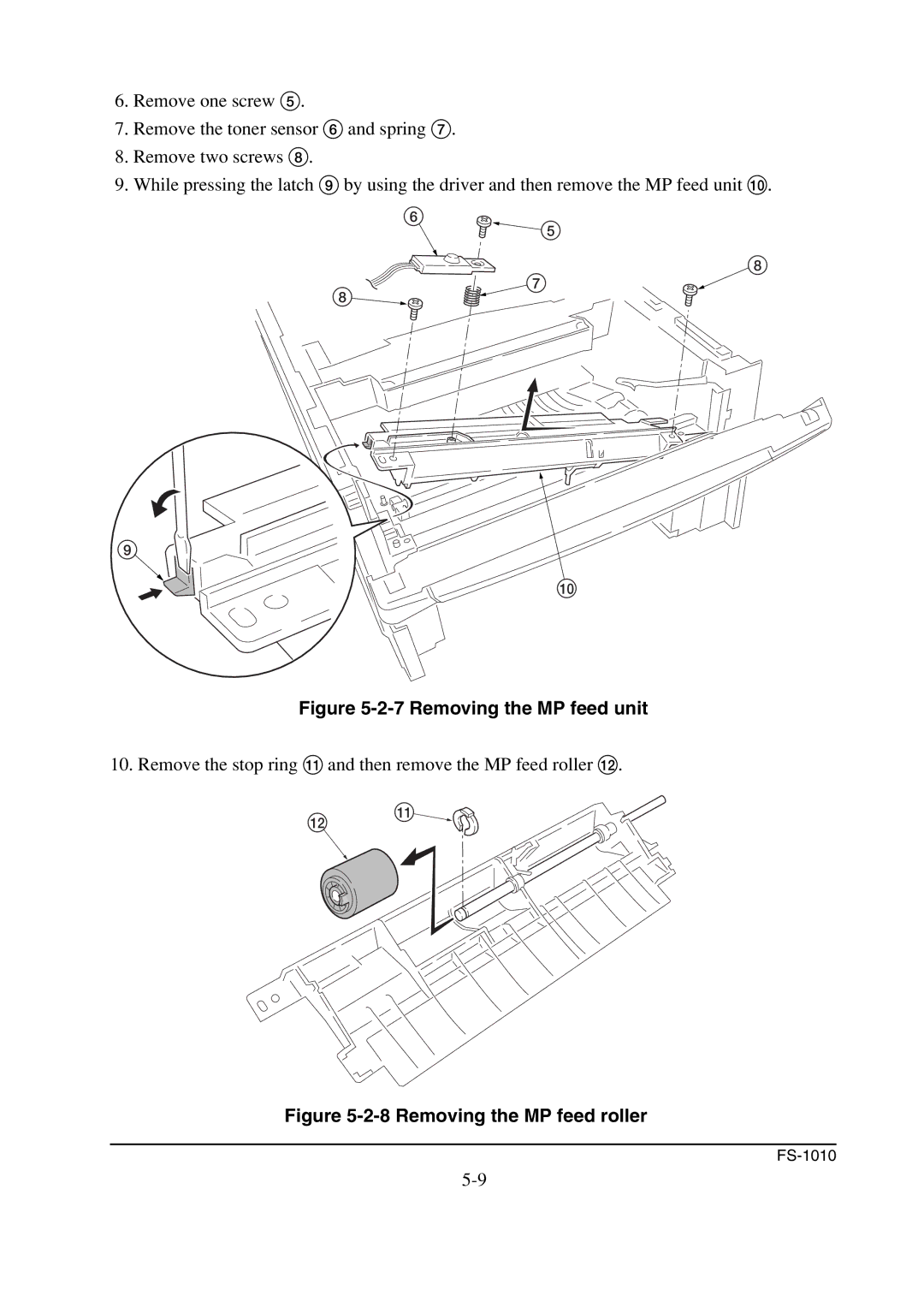 Kyocera FS-1010 service manual Removing the MP feed unit 