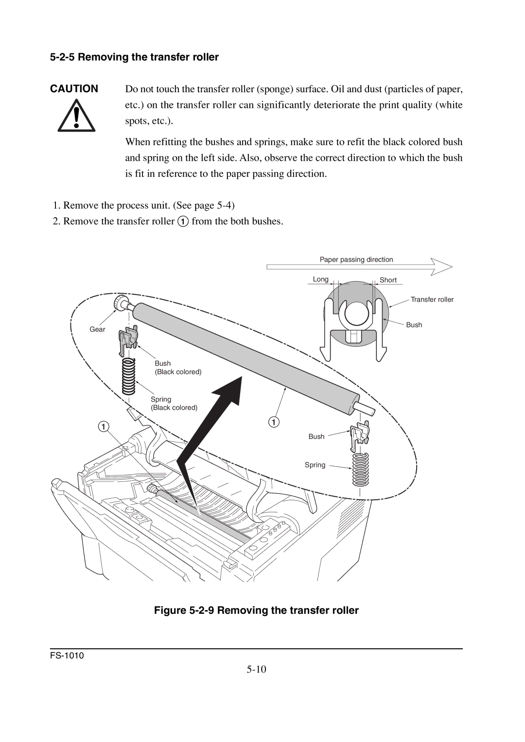 Kyocera FS-1010 service manual Removing the transfer roller 