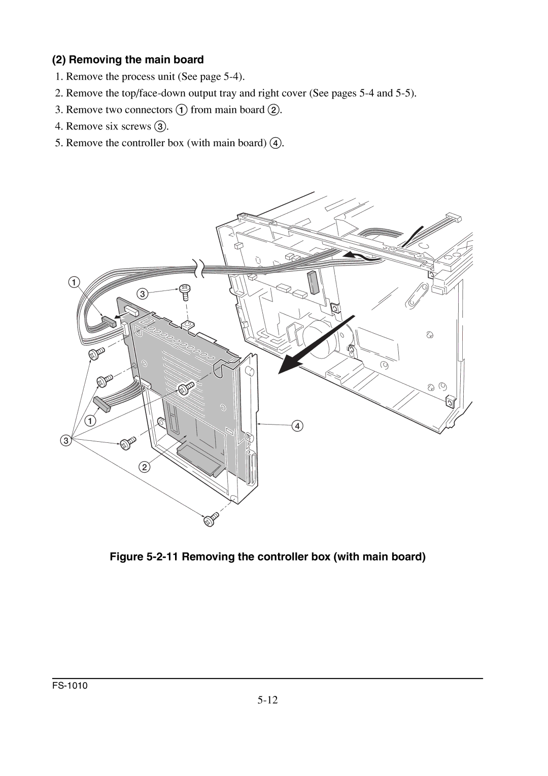 Kyocera FS-1010 service manual Removing the main board, Removing the controller box with main board 