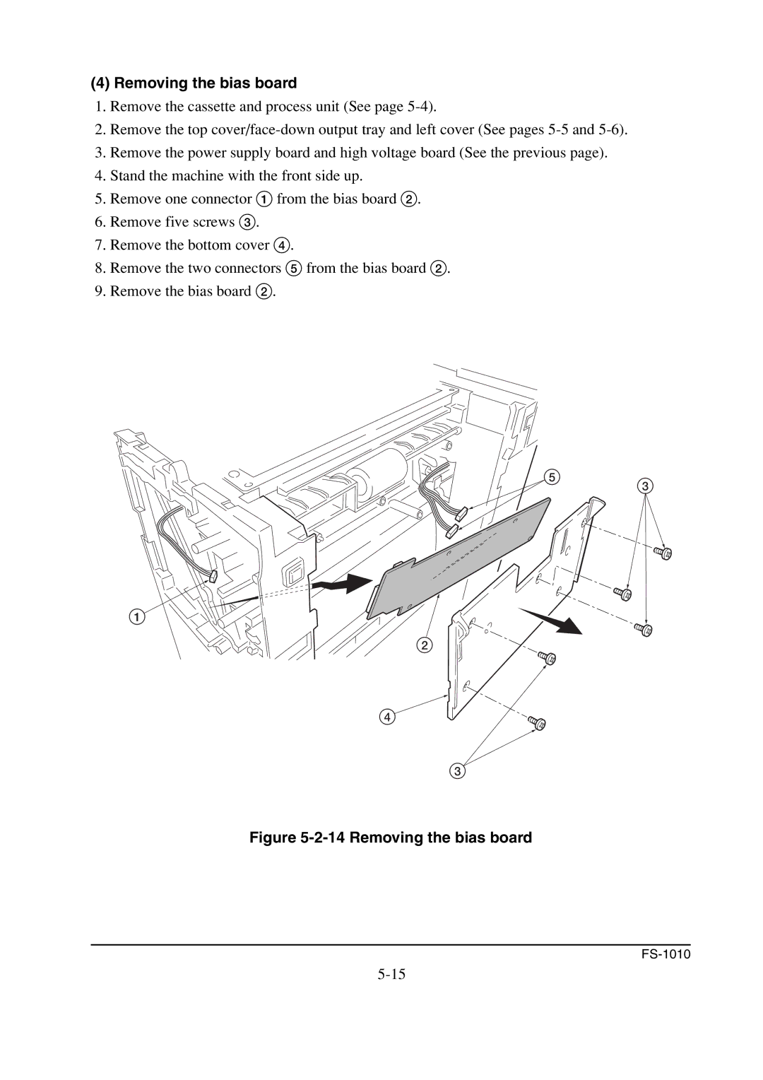 Kyocera FS-1010 service manual Removing the bias board 