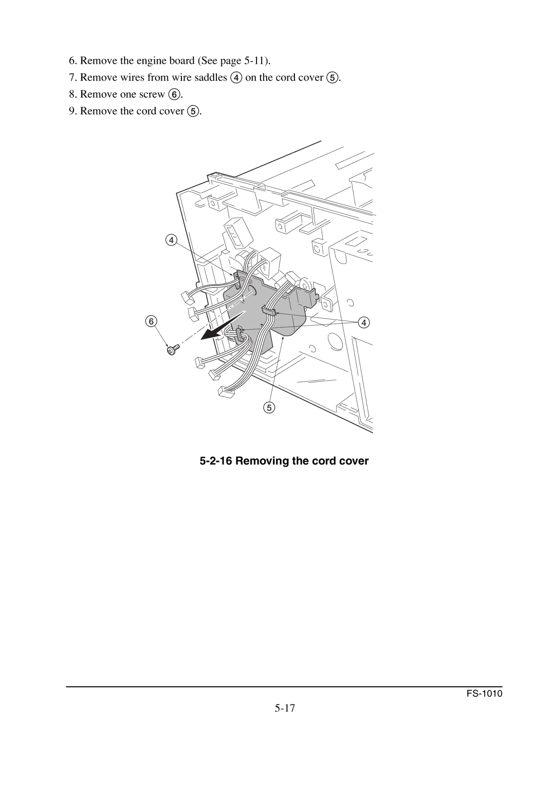 Kyocera FS-1010 service manual Removing the cord cover 